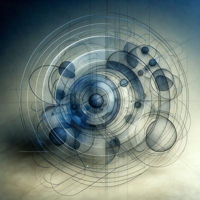 The primary subject of the image is a blue and white circle, which is the main object, scene, or focus of the image. The setting is a white background, and the visual style is digital art. The dominant colors are blue and white, and the overall atmosphere is clean and modern.